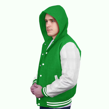 White-Leather Sleeves & Wool Body (Hoodie)