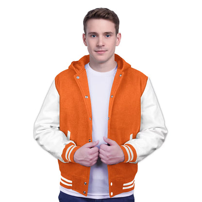 White-Leather Sleeves & Wool Body (Hoodie)