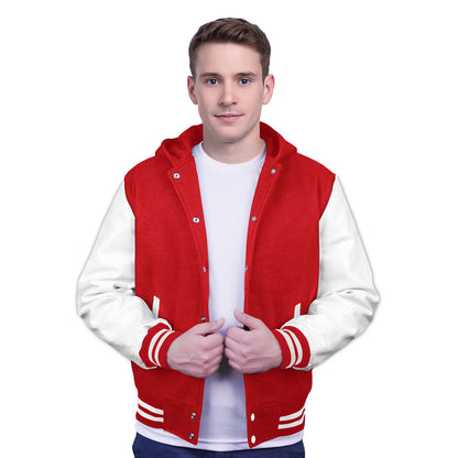 White-Leather Sleeves & Wool Body (Hoodie)