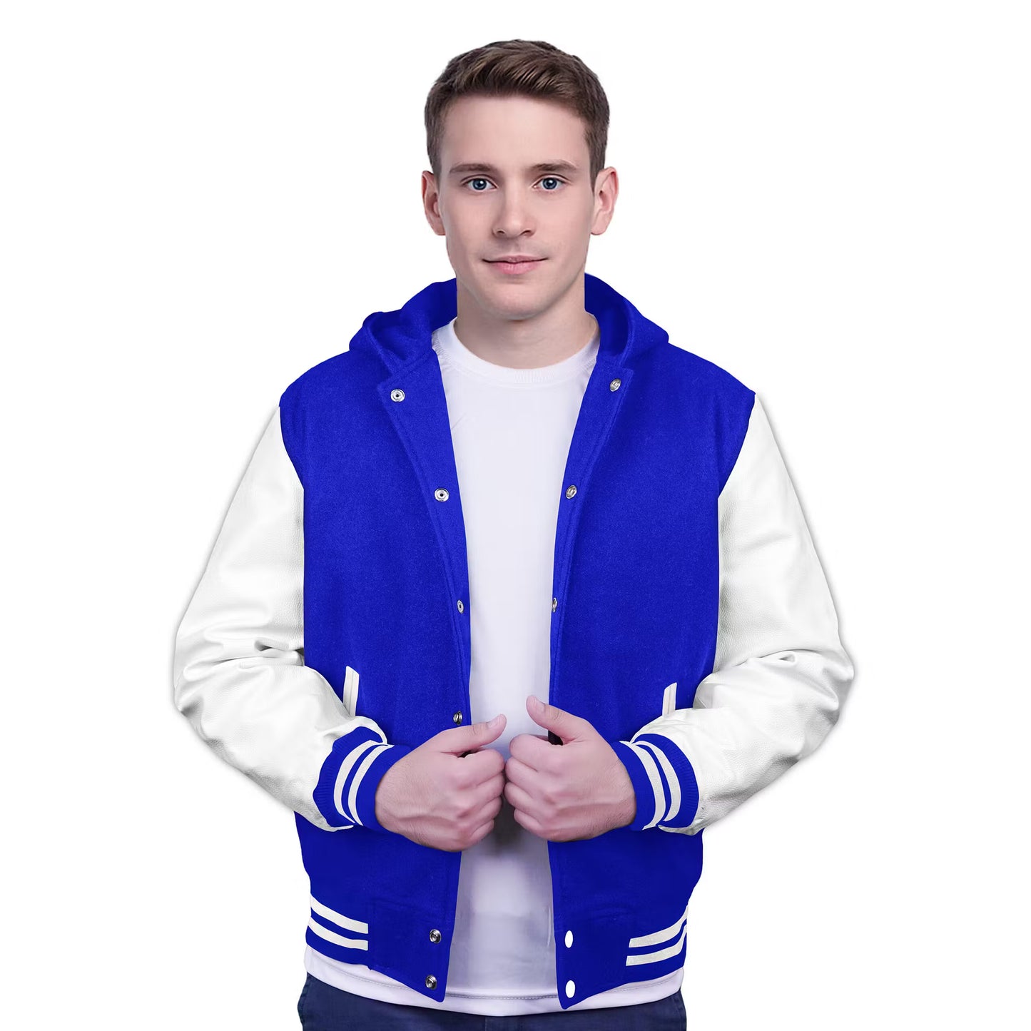 White-Leather Sleeves & Wool Body (Hoodie)