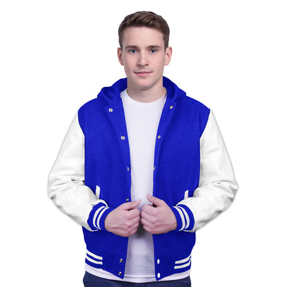 White-Leather Sleeves & Wool Body (Hoodie)