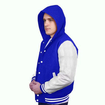 White-Leather Sleeves & Wool Body (Hoodie)