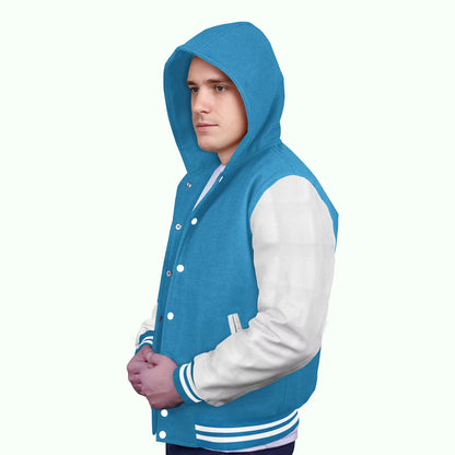 White-Leather Sleeves & Wool Body (Hoodie)