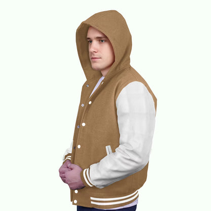 White-Leather Sleeves & Wool Body (Hoodie)