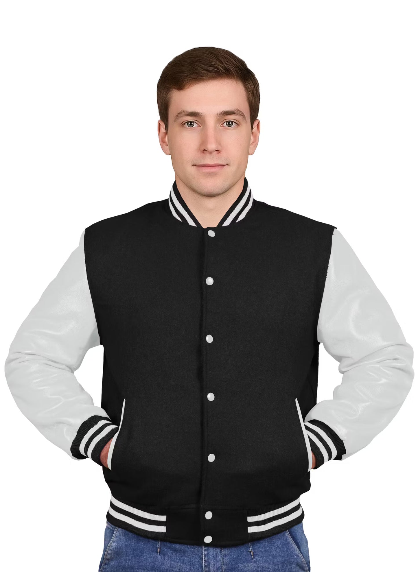 White-Leather Sleeves & Wool Body