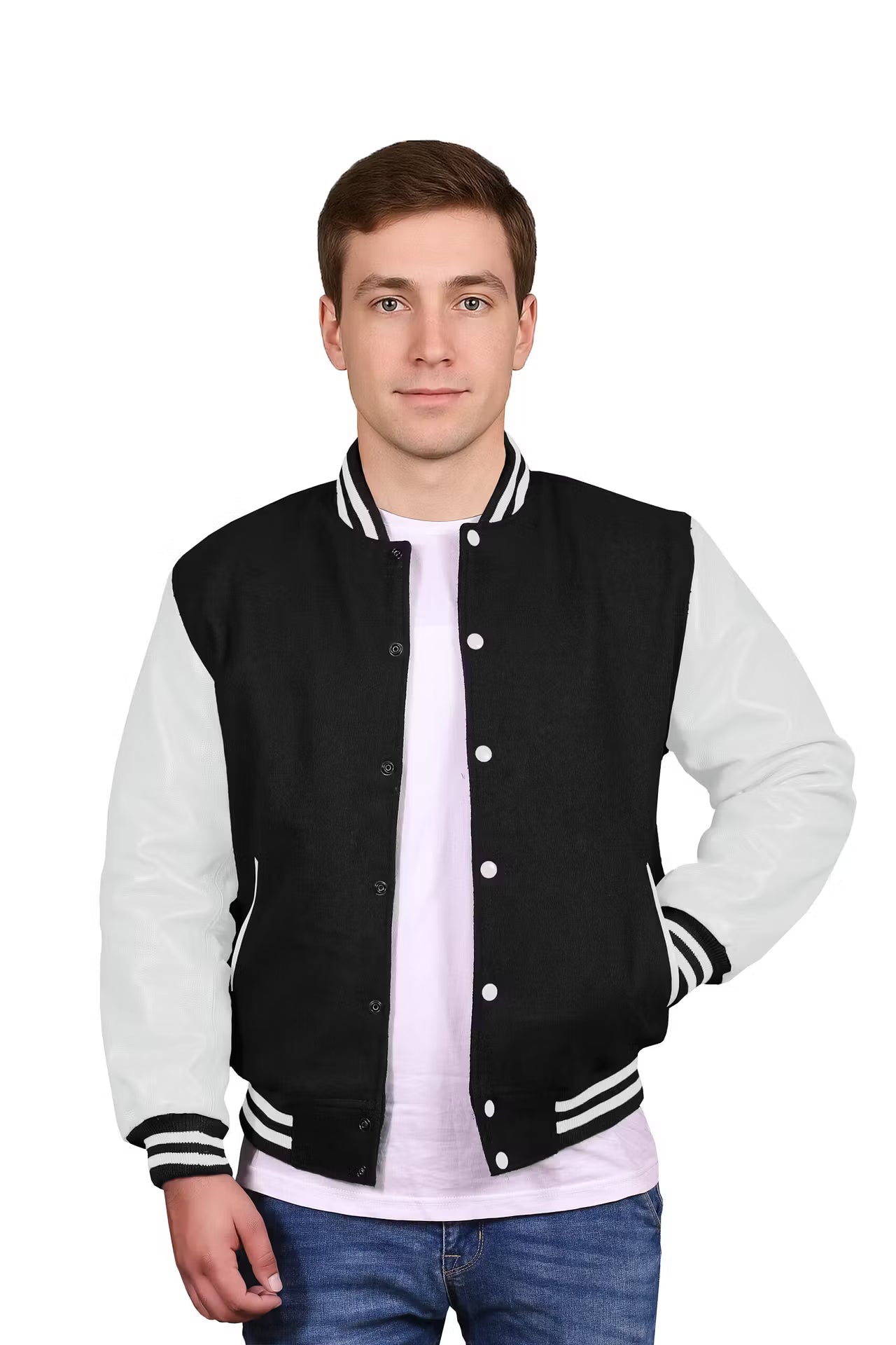 White-Leather Sleeves & Wool Body