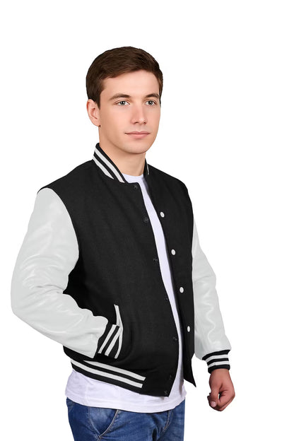 White-Leather Sleeves & Wool Body