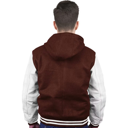 White-Leather Sleeves & Wool Body (Hoodie)