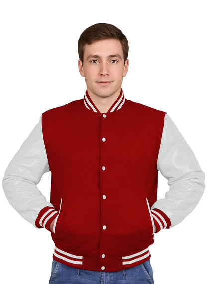 White-Leather Sleeves & Wool Body