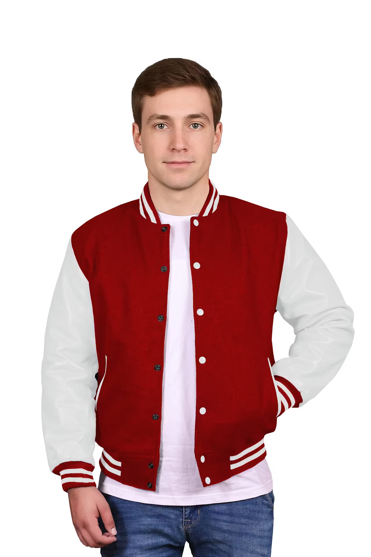 White-Leather Sleeves & Wool Body