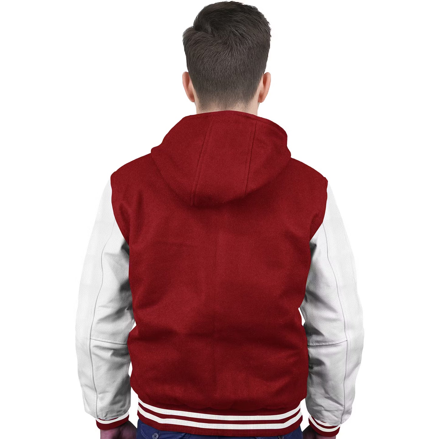 White-Leather Sleeves & Wool Body (Hoodie)