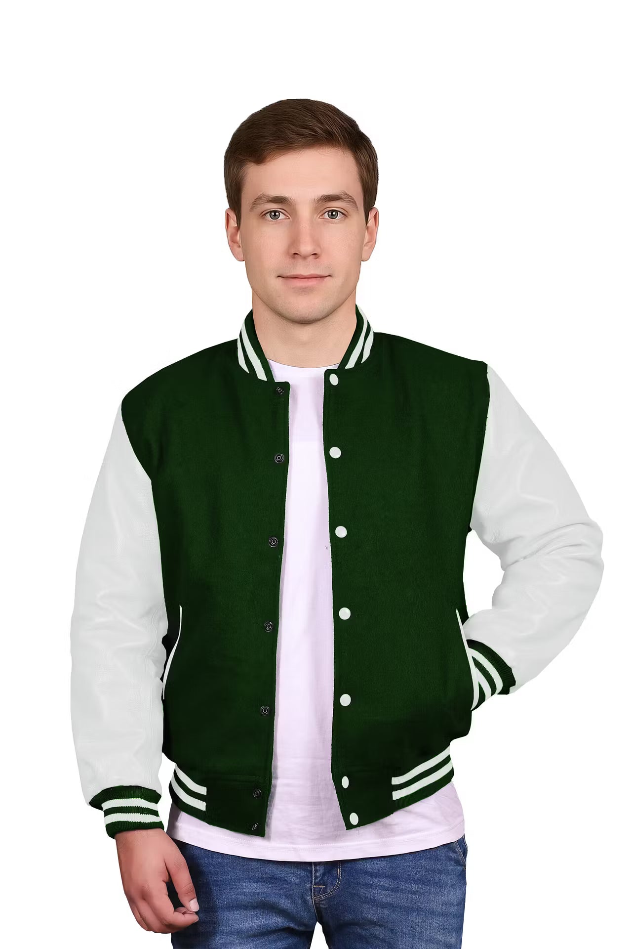 White-Leather Sleeves & Wool Body