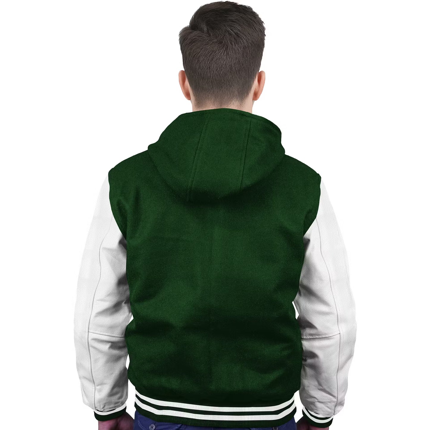 White-Leather Sleeves & Wool Body (Hoodie)