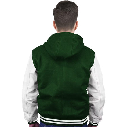 White-Leather Sleeves & Wool Body (Hoodie)