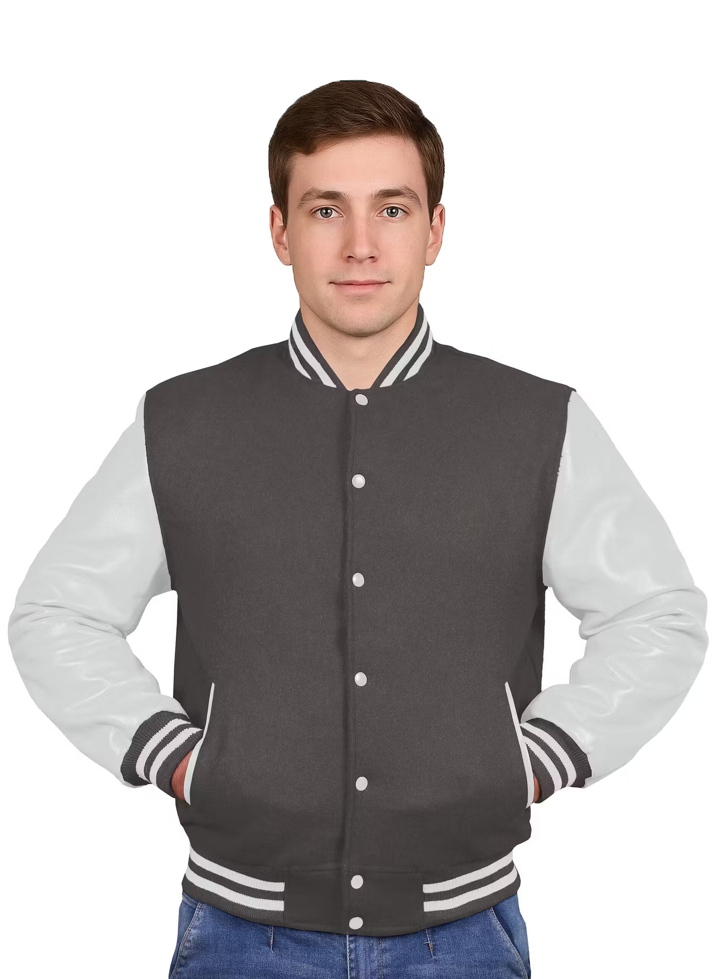 White-Leather Sleeves & Wool Body