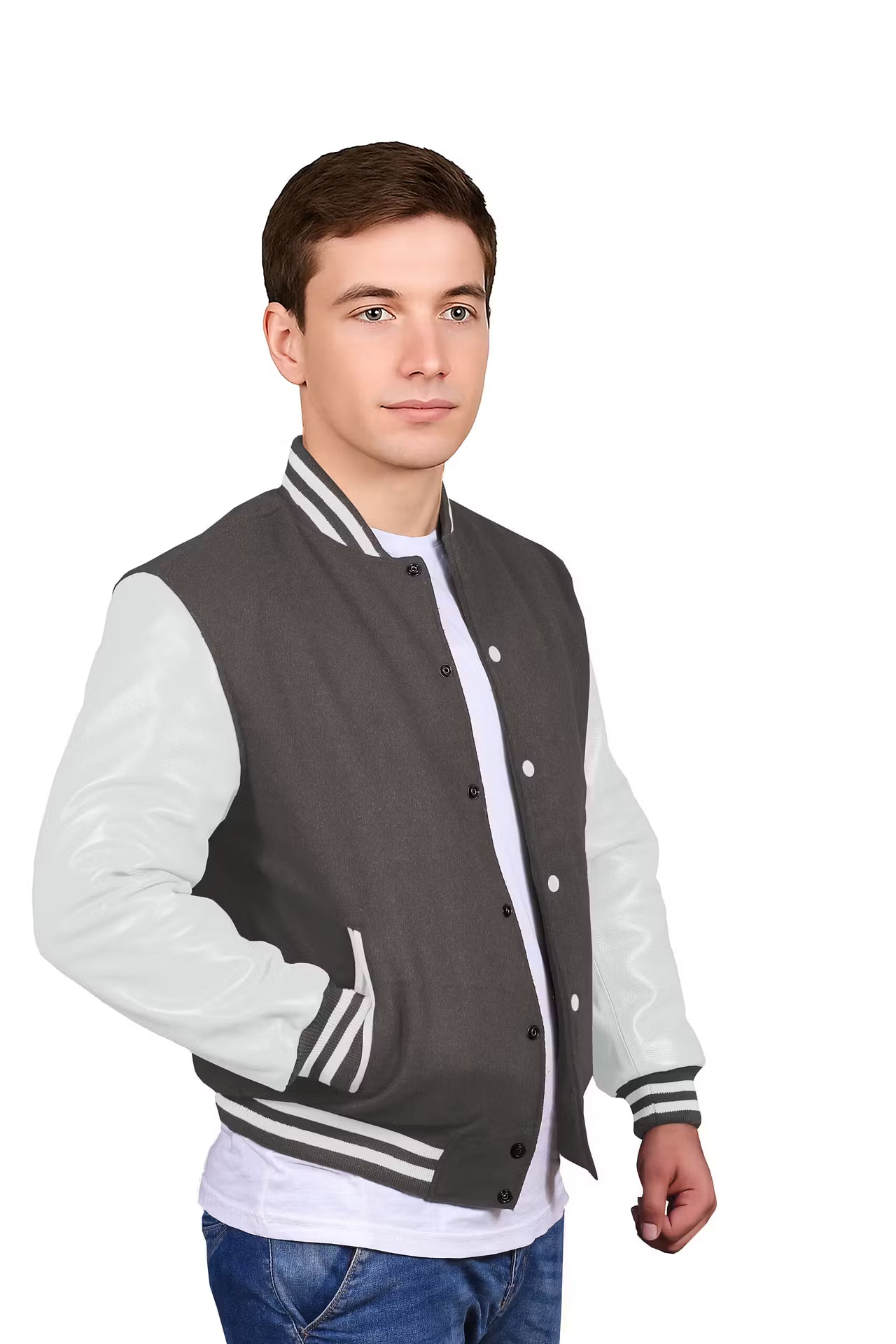 White-Leather Sleeves & Wool Body