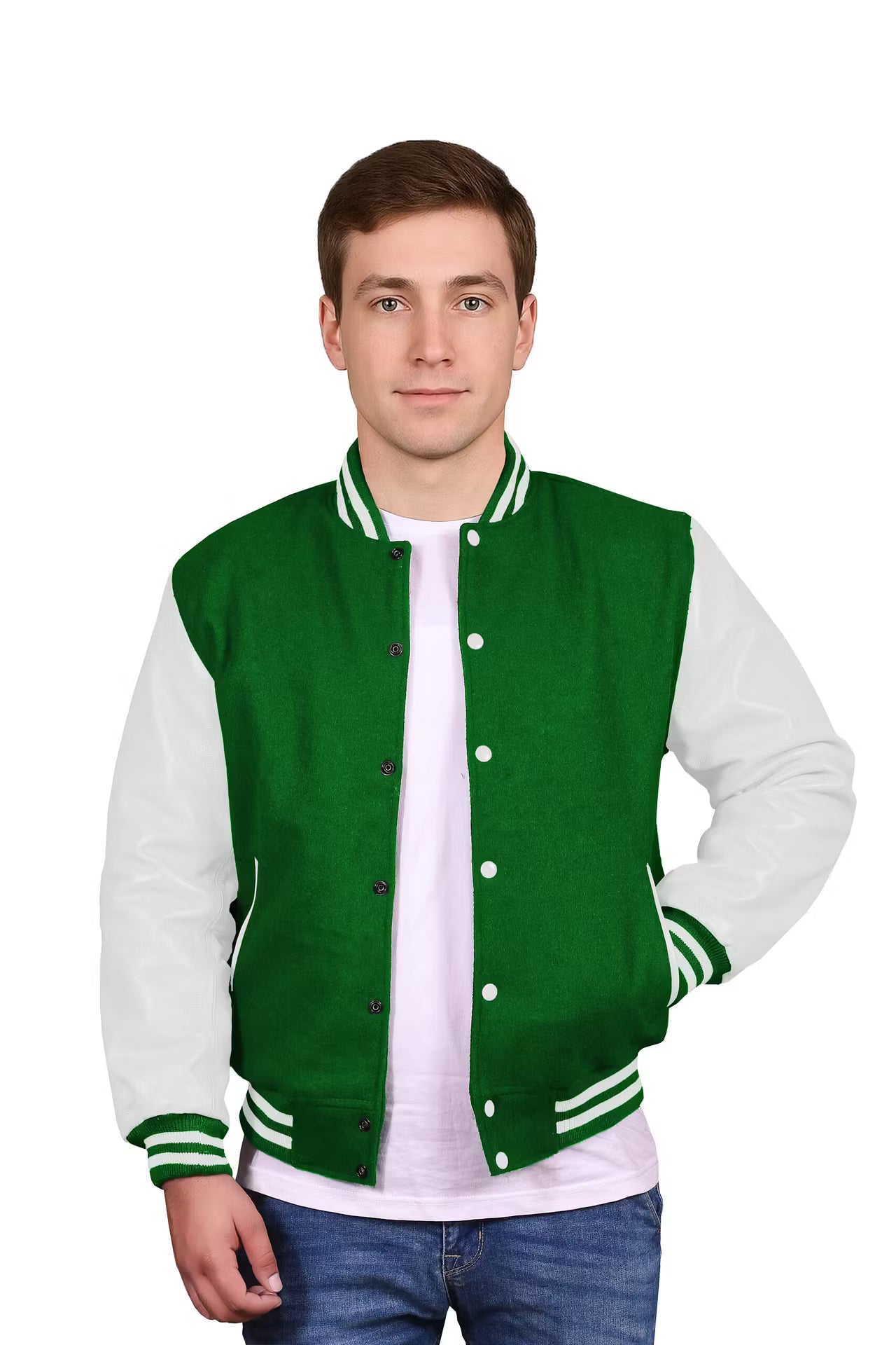 White-Leather Sleeves & Wool Body