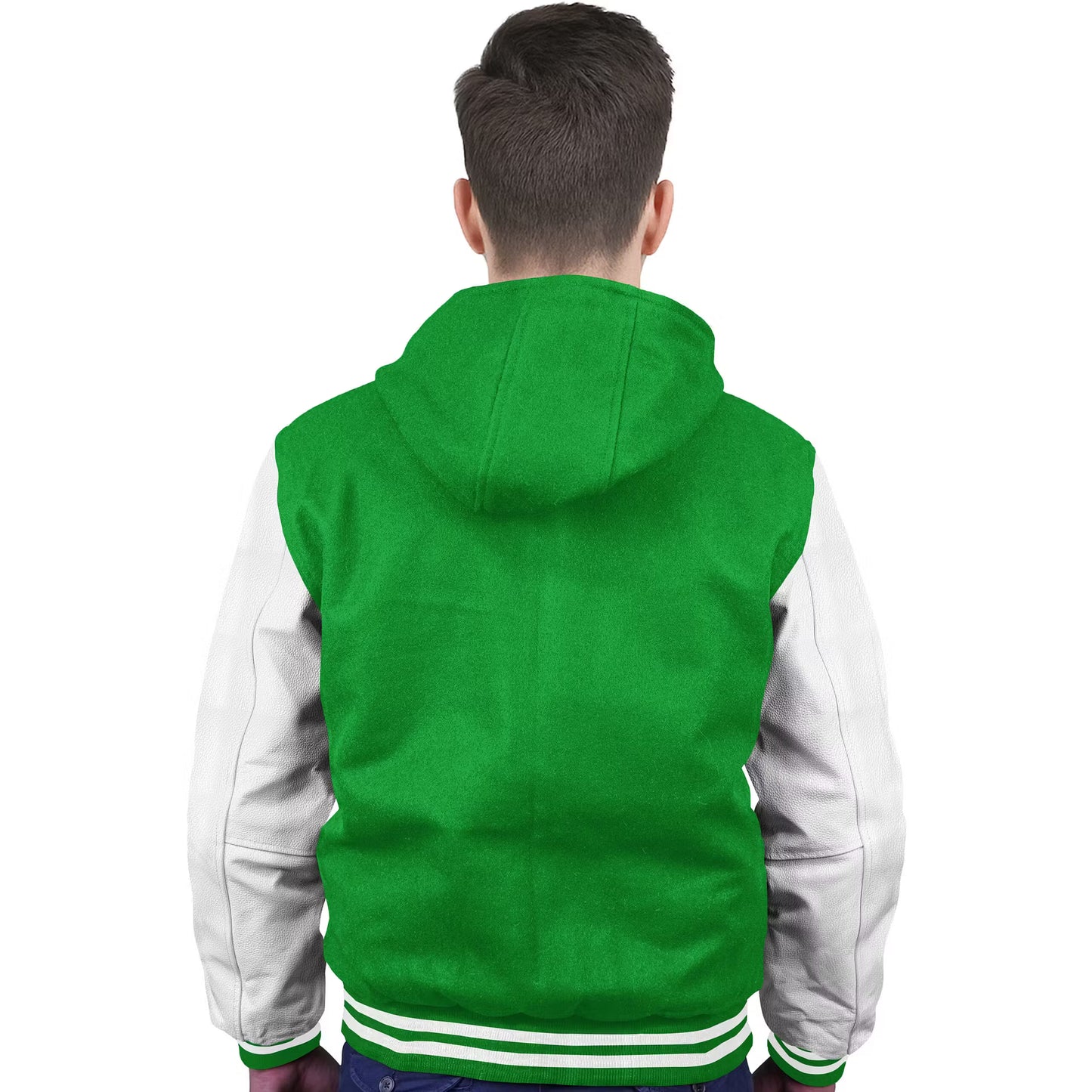 White-Leather Sleeves & Wool Body (Hoodie)