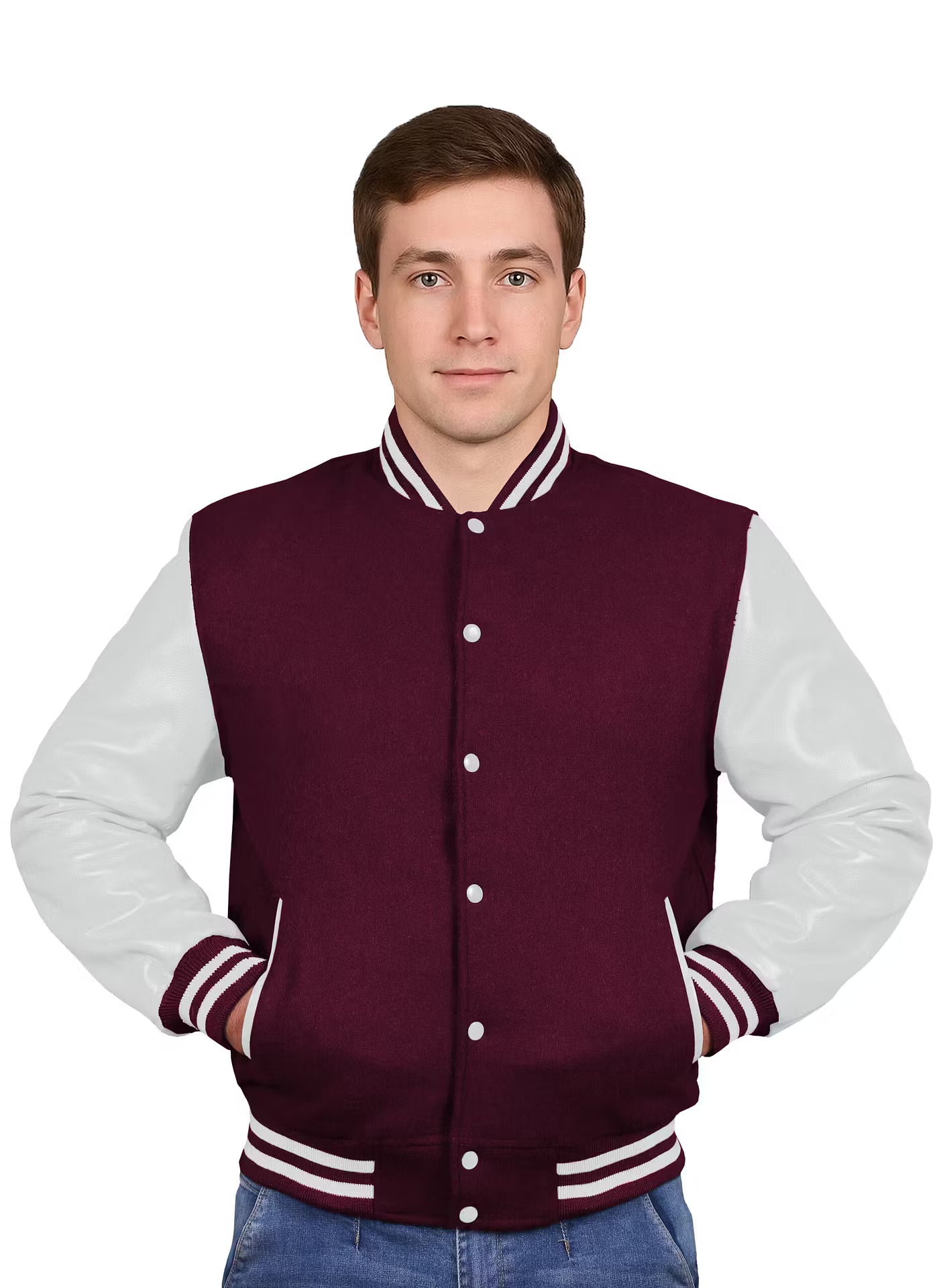 White-Leather Sleeves & Wool Body