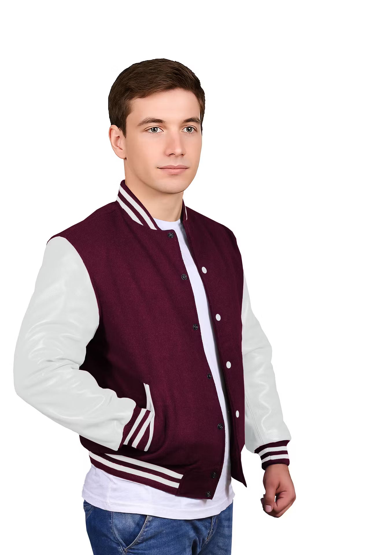 White-Leather Sleeves & Wool Body