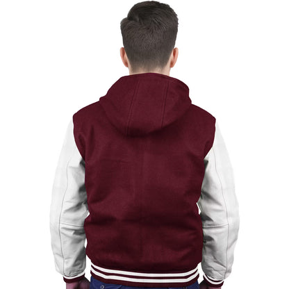 White-Leather Sleeves & Wool Body (Hoodie)