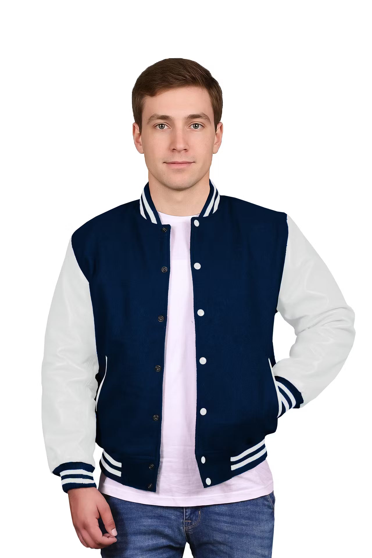 White-Leather Sleeves & Wool Body