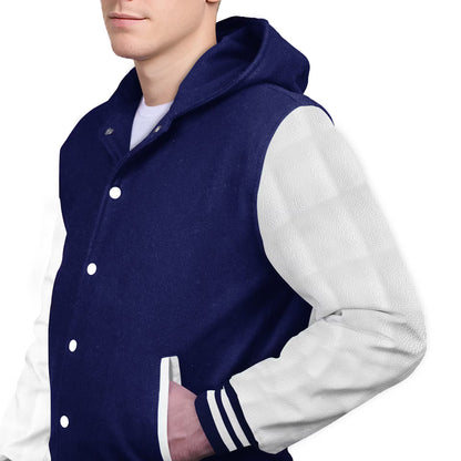 White-Leather Sleeves & Wool Body (Hoodie)