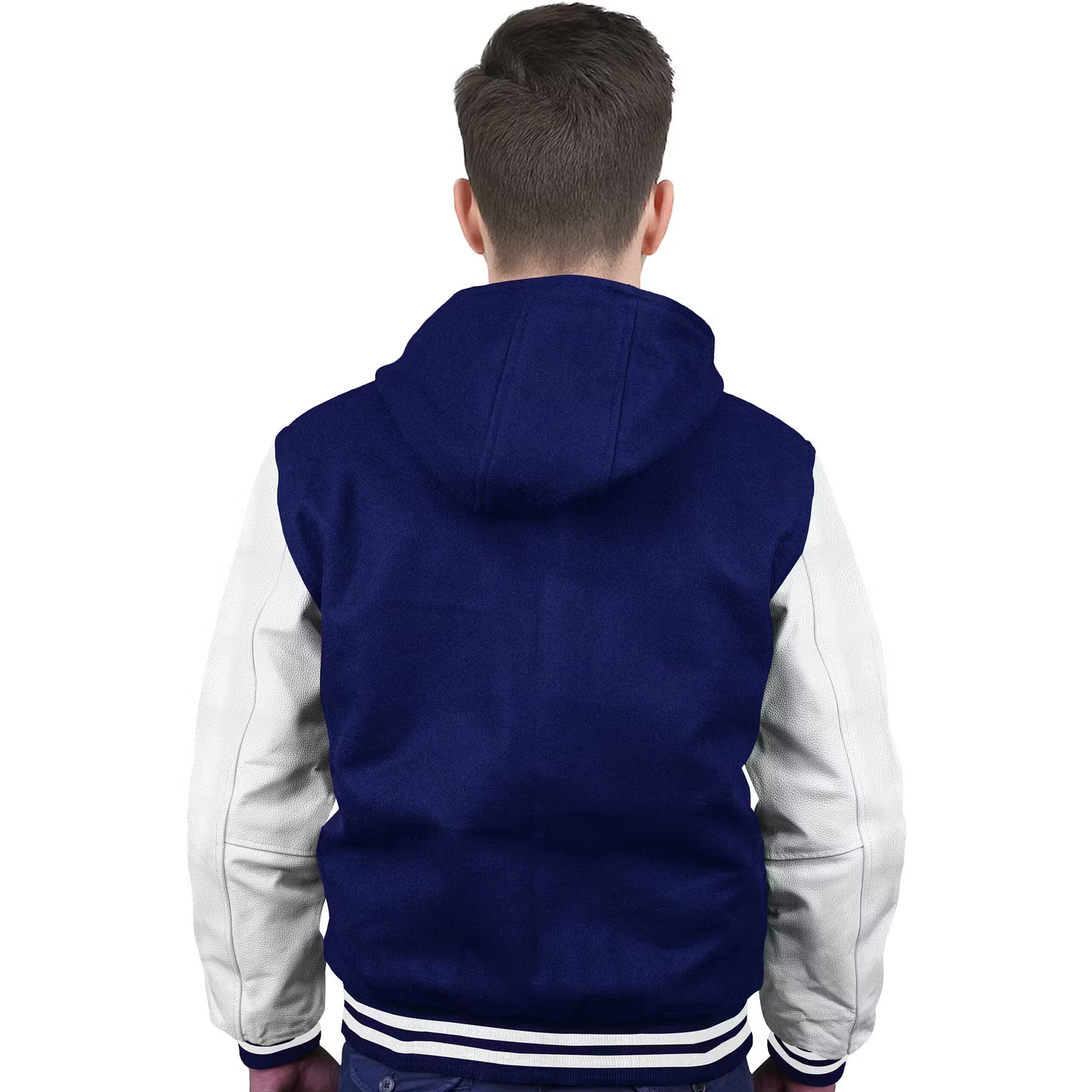 White-Leather Sleeves & Wool Body (Hoodie)