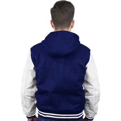 White-Leather Sleeves & Wool Body (Hoodie)