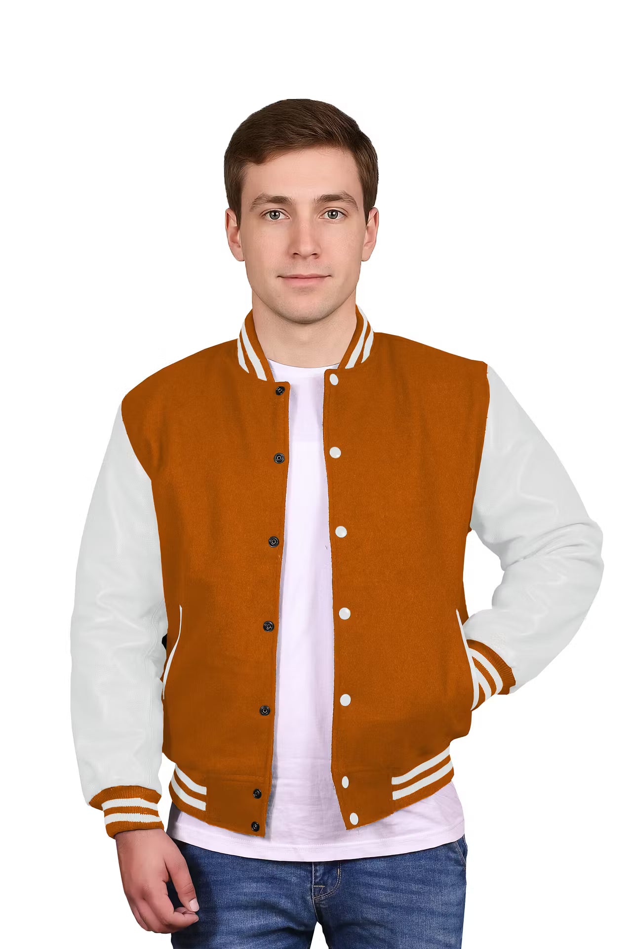 White-Leather Sleeves & Wool Body