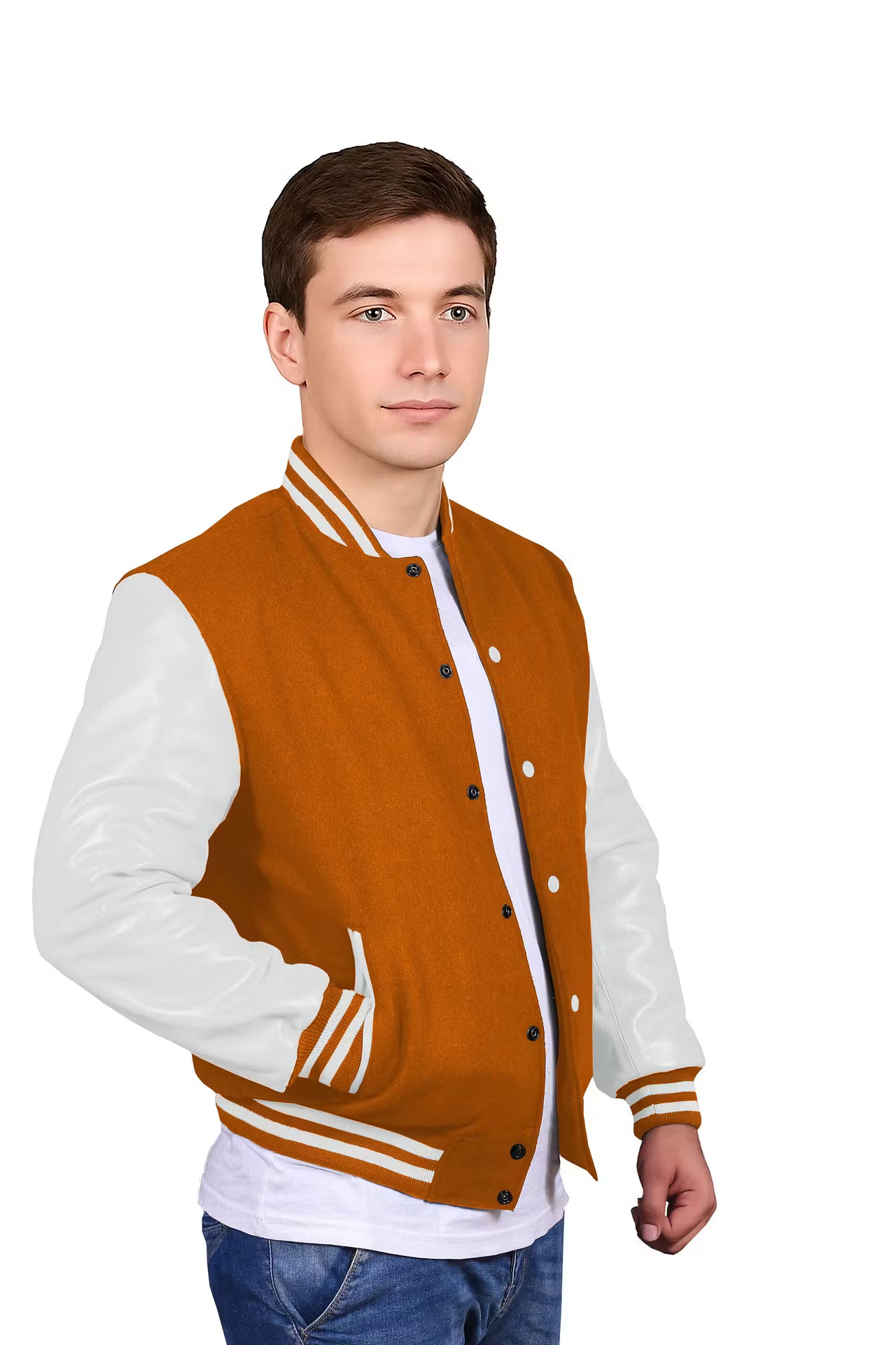 White-Leather Sleeves & Wool Body