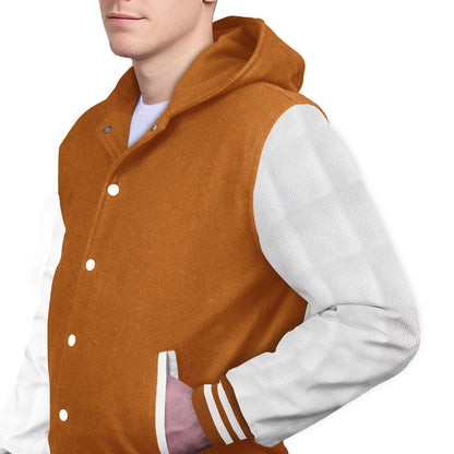 White-Leather Sleeves & Wool Body (Hoodie)