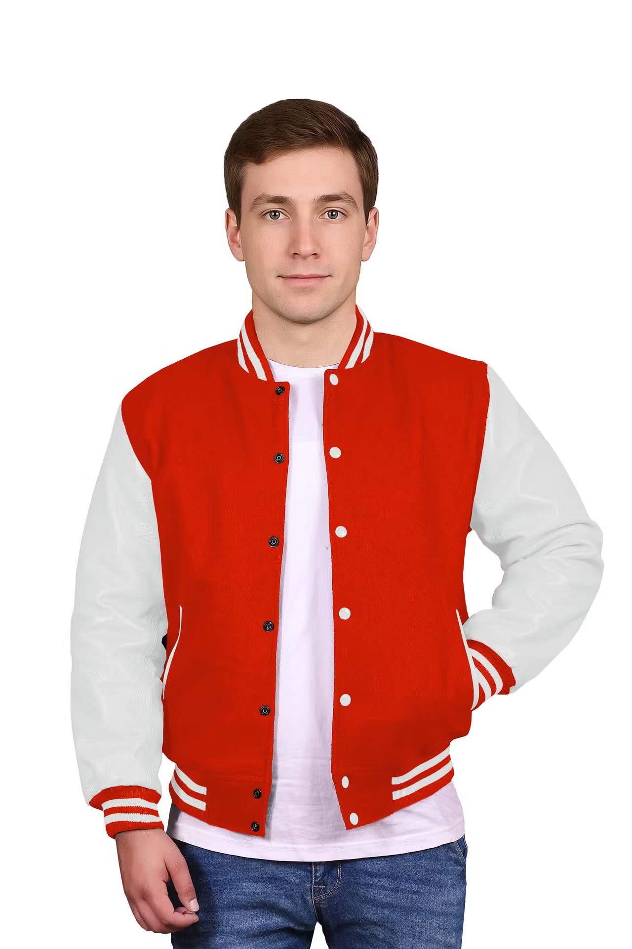 White-Leather Sleeves & Wool Body