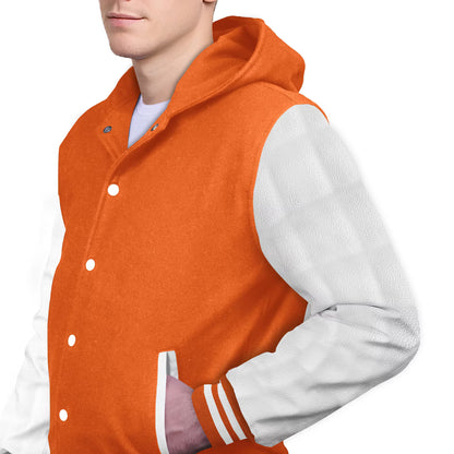 White-Leather Sleeves & Wool Body (Hoodie)