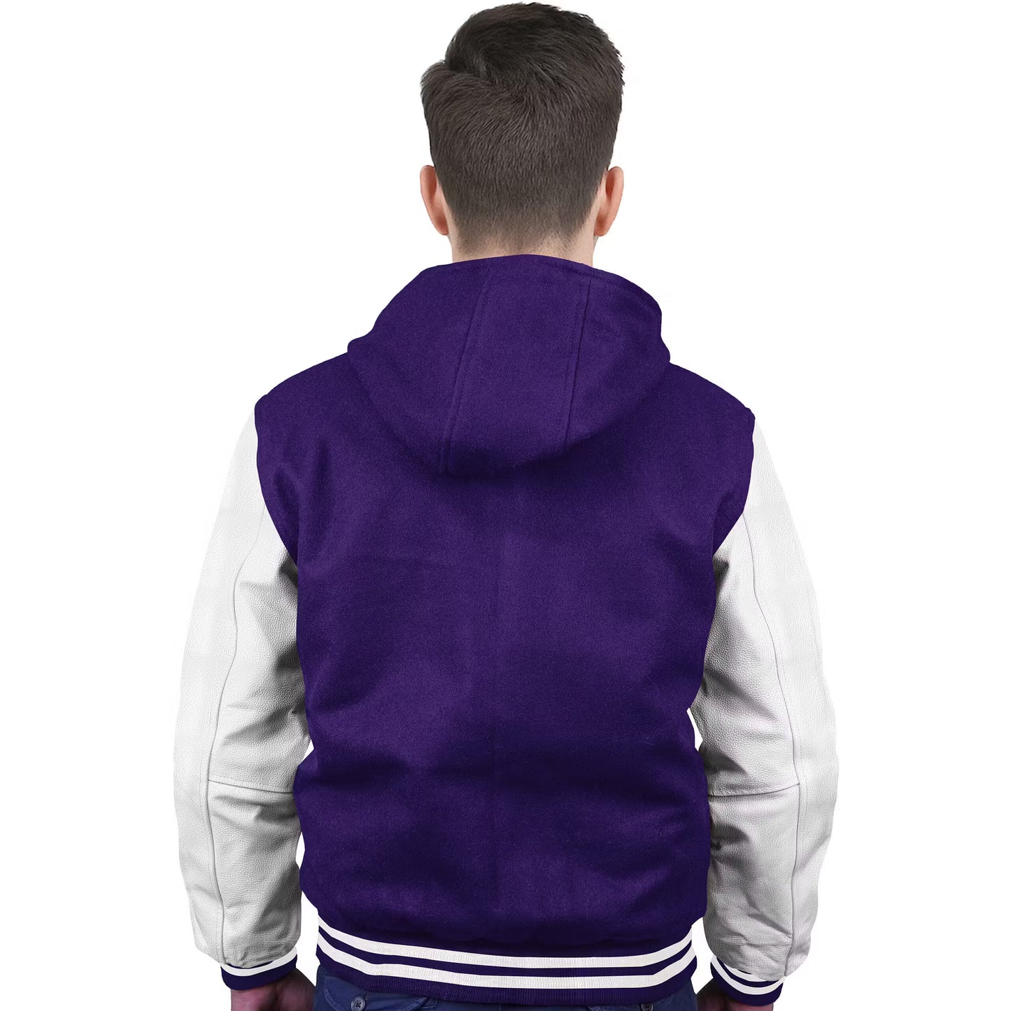 White-Leather Sleeves & Wool Body (Hoodie)