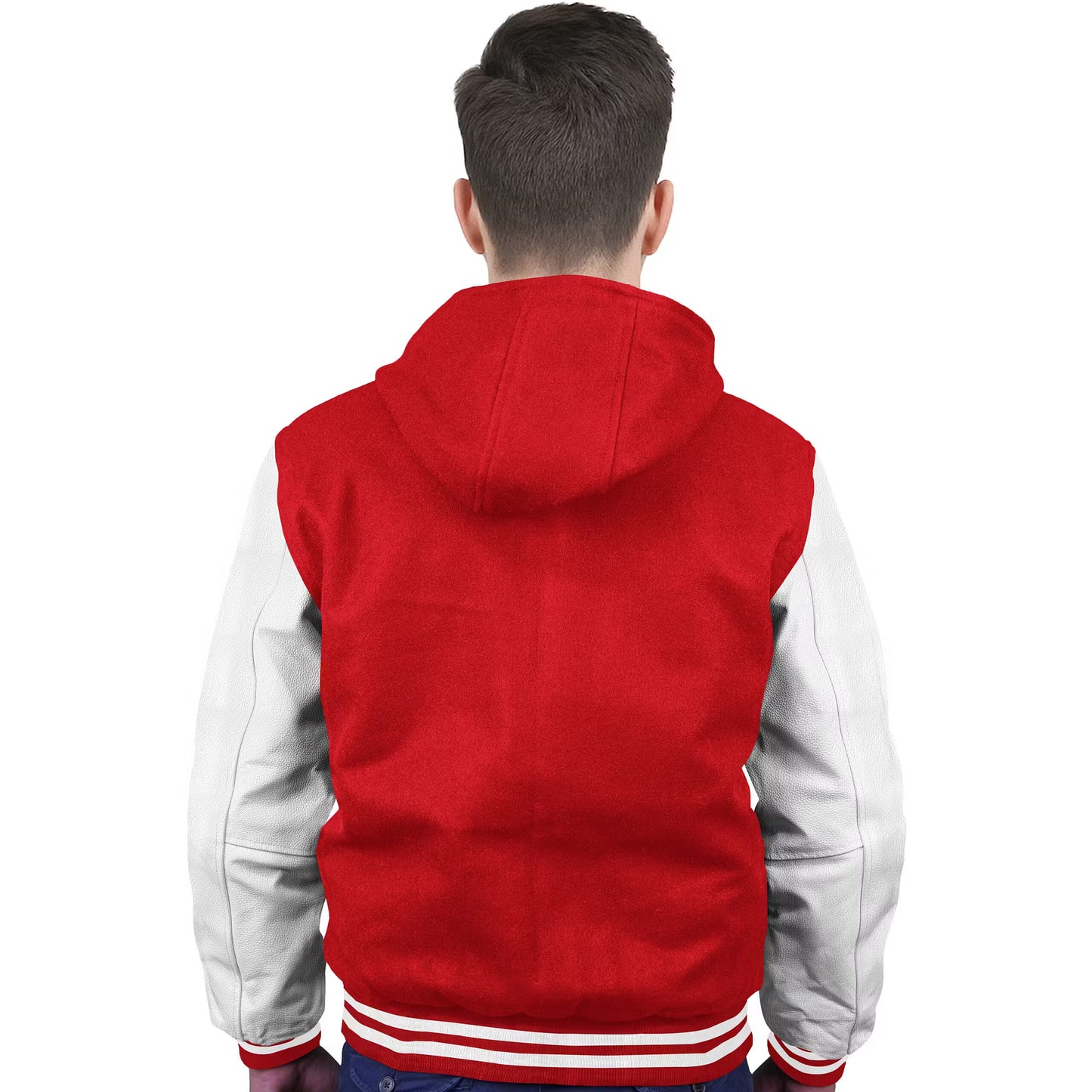 White-Leather Sleeves & Wool Body (Hoodie)