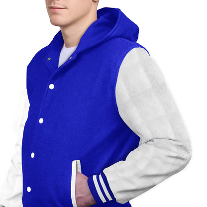 White-Leather Sleeves & Wool Body (Hoodie)