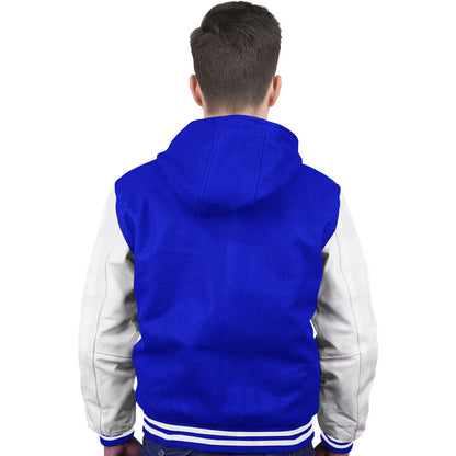 White-Leather Sleeves & Wool Body (Hoodie)