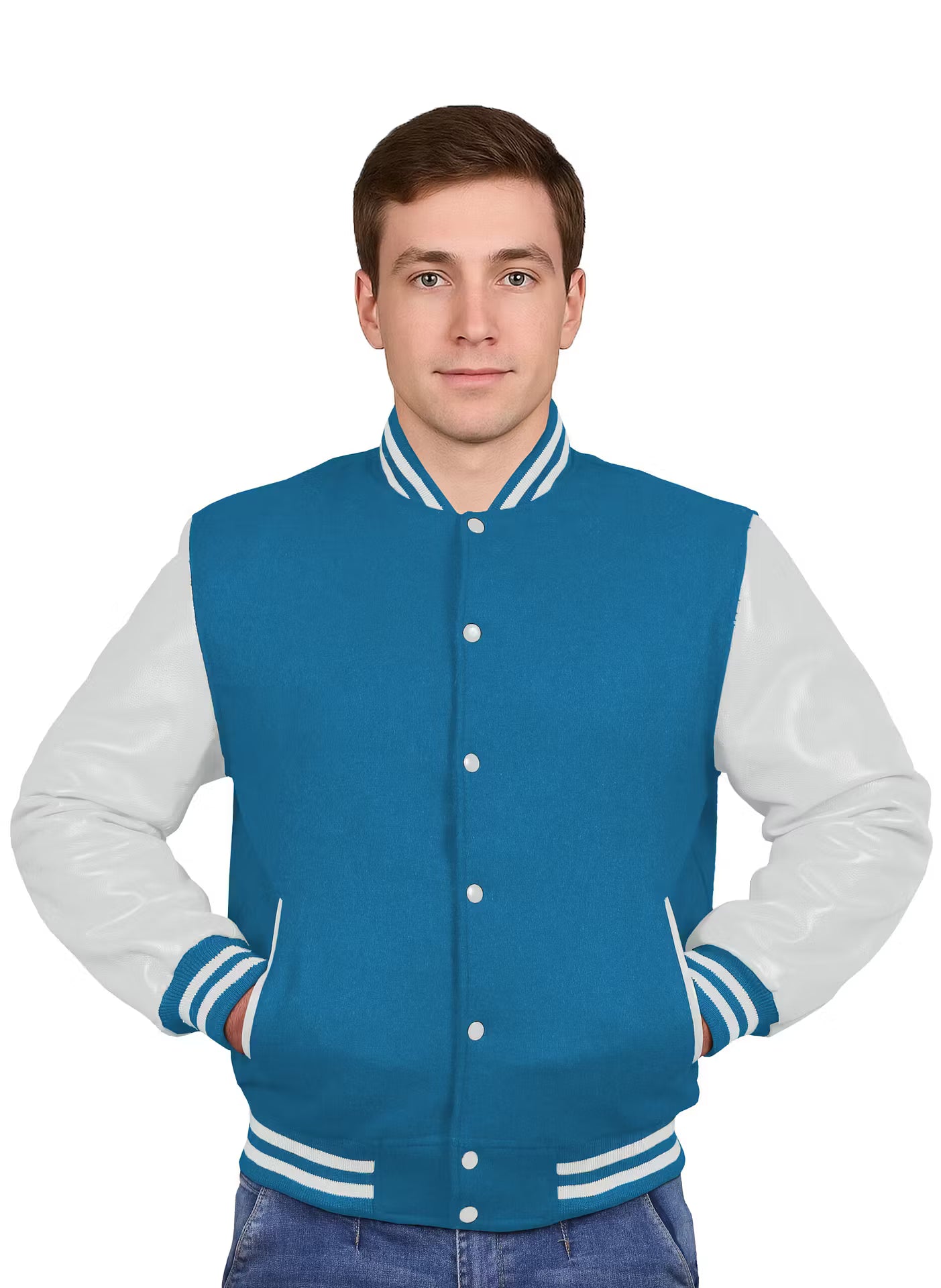 White-Leather Sleeves & Wool Body