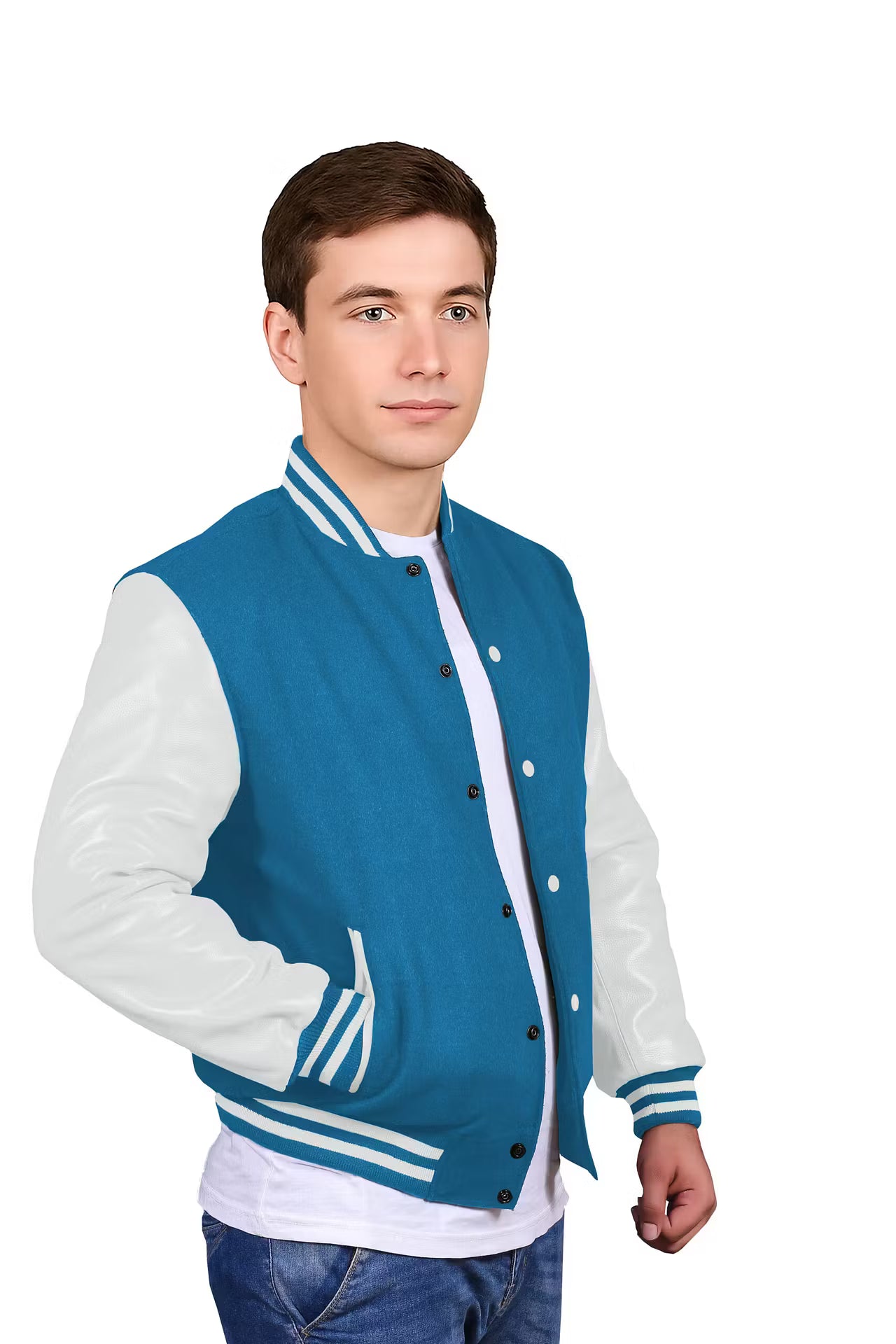 White-Leather Sleeves & Wool Body