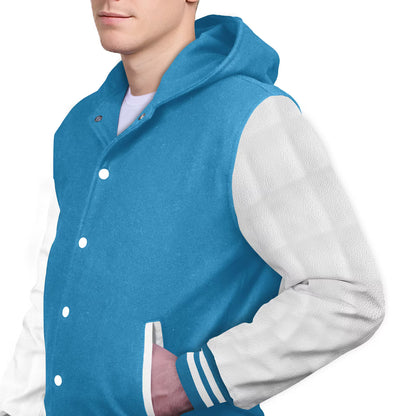 White-Leather Sleeves & Wool Body (Hoodie)