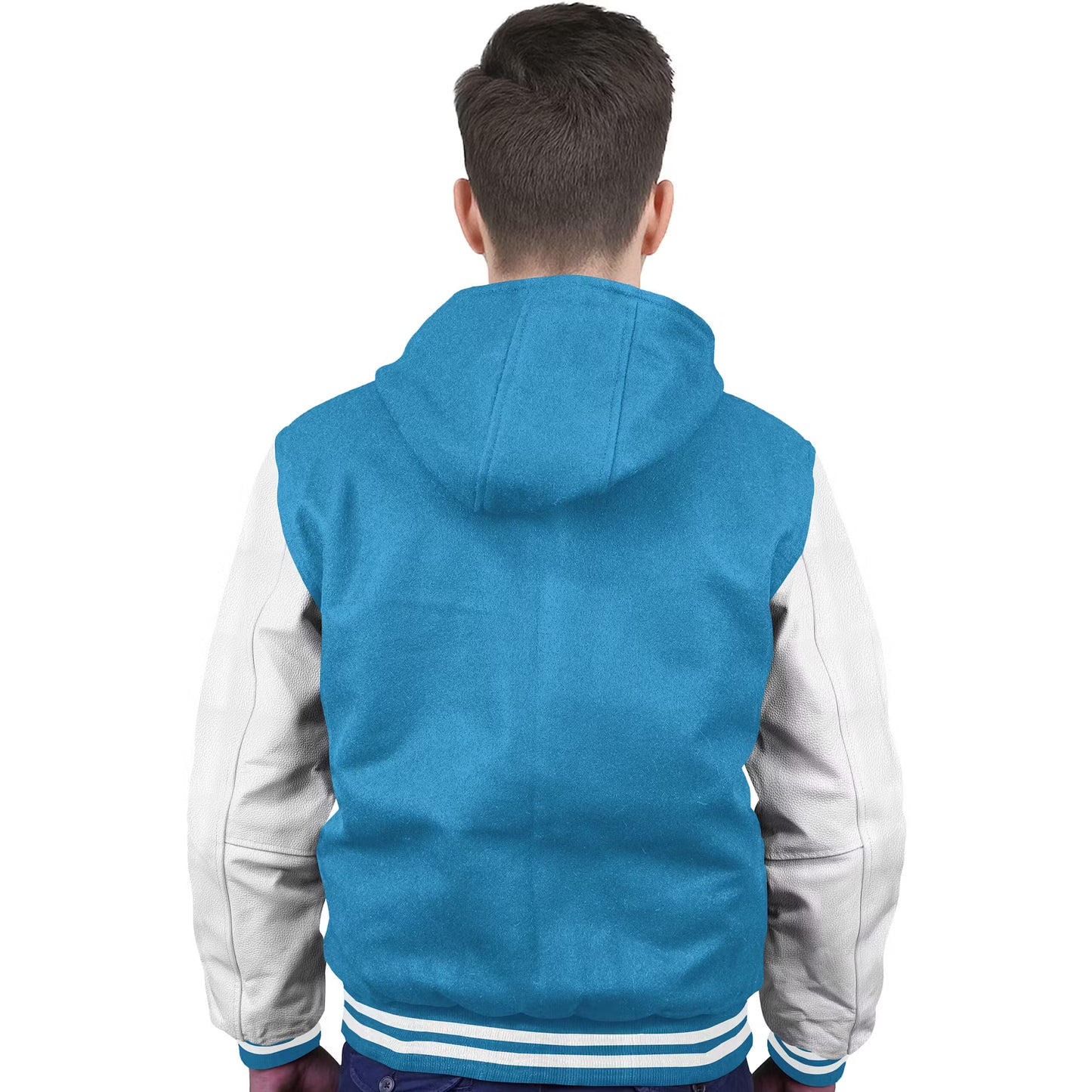 White-Leather Sleeves & Wool Body (Hoodie)