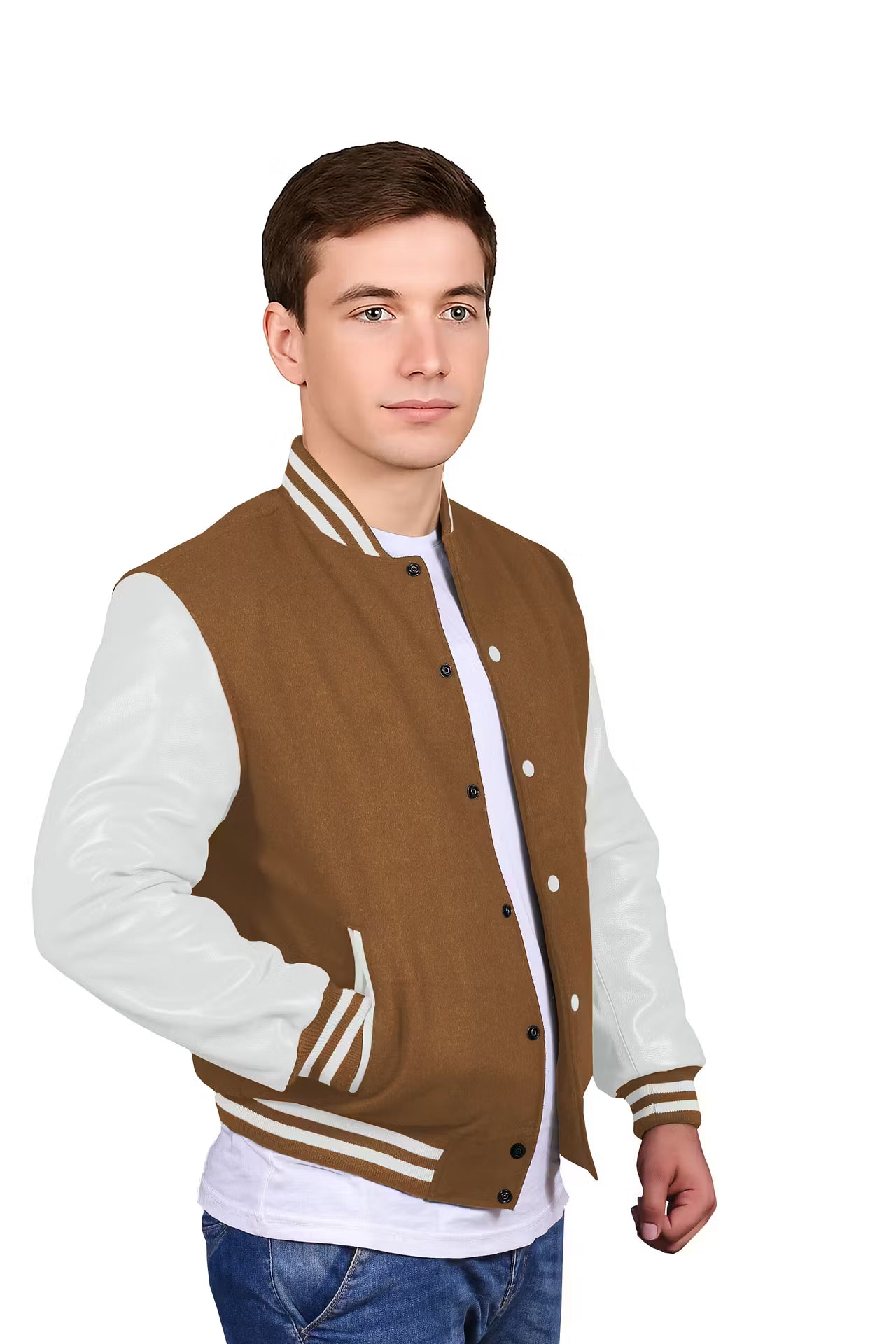 White-Leather Sleeves & Wool Body