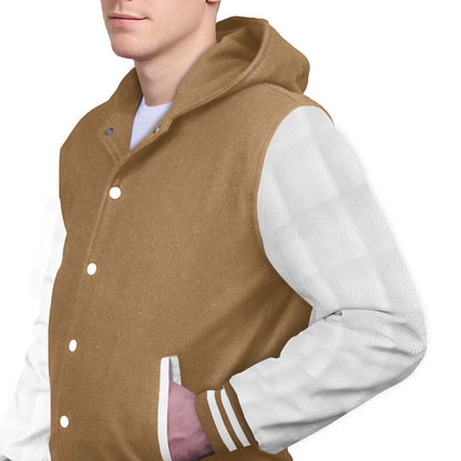 White-Leather Sleeves & Wool Body (Hoodie)