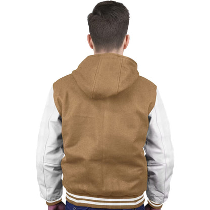 White-Leather Sleeves & Wool Body (Hoodie)