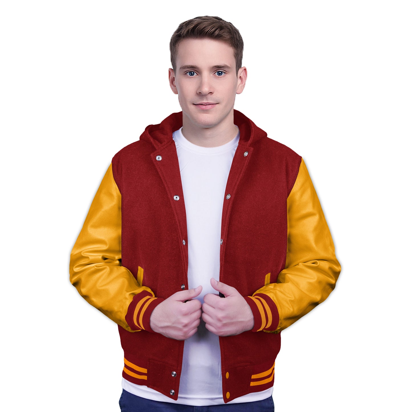 Yellow-Leather Sleeves & Wool Body (Hoodie)