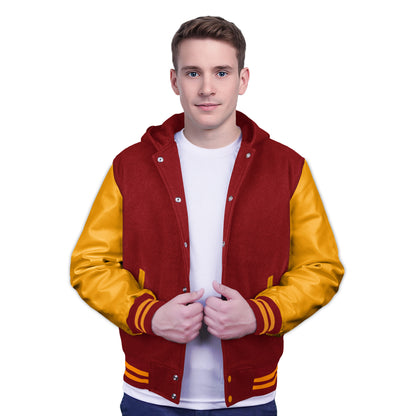 Yellow-Leather Sleeves & Wool Body (Hoodie)