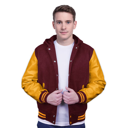 Yellow-Leather Sleeves & Wool Body (Hoodie)