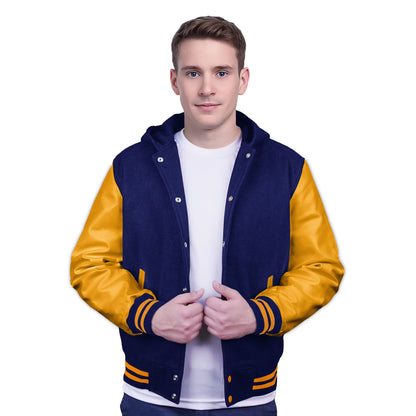 Yellow-Leather Sleeves & Wool Body (Hoodie)