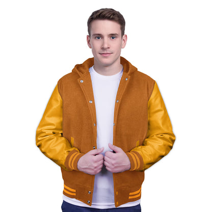 Yellow-Leather Sleeves & Wool Body (Hoodie)